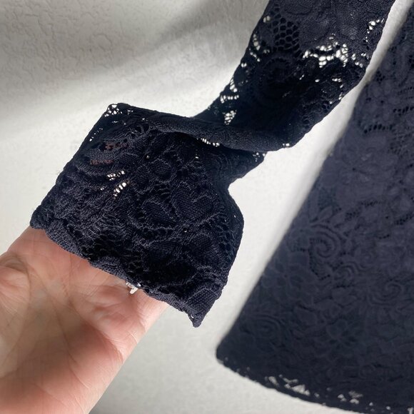 Panhandle Eyelet Lace Midi Dress  Womens L Black Ruffled Long Sleeves Western - Picture 8 of 14